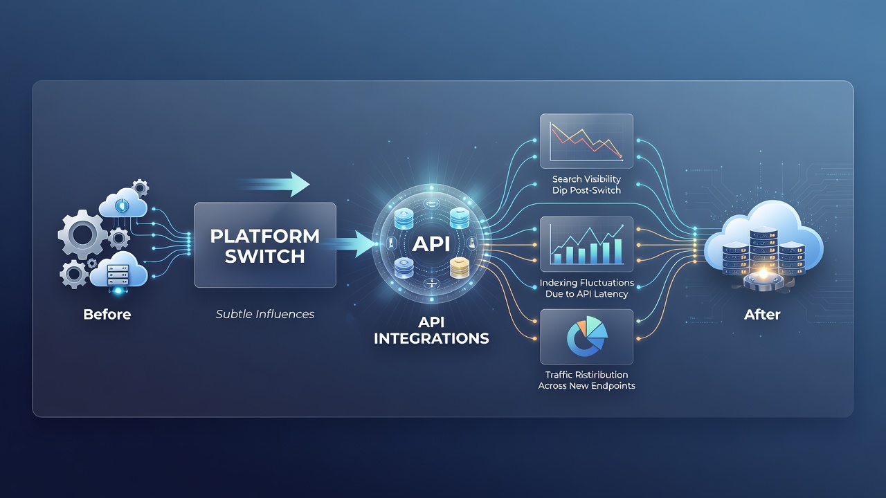 Data synchronization APIs impacting retail search rankings post-migration